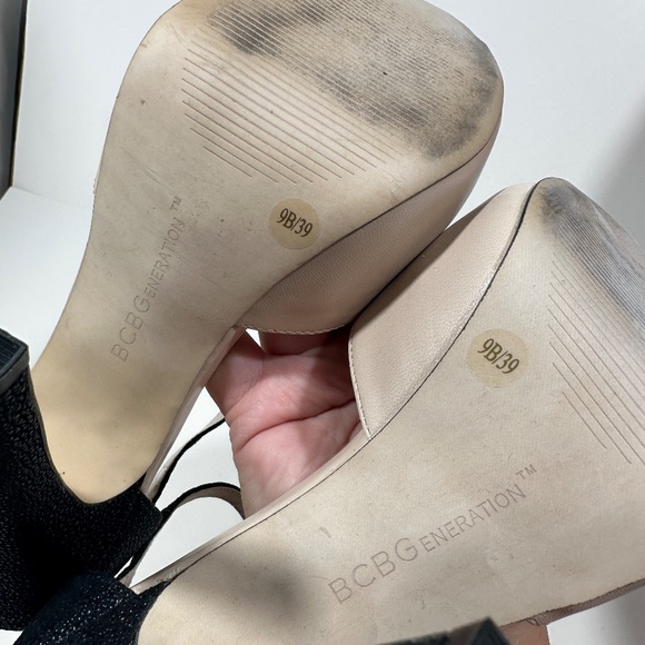 BCBGeneration [ Womens 9 ] Super High‎ Ankle Strap Heels in Nude/ Black - Picture 11 of 15